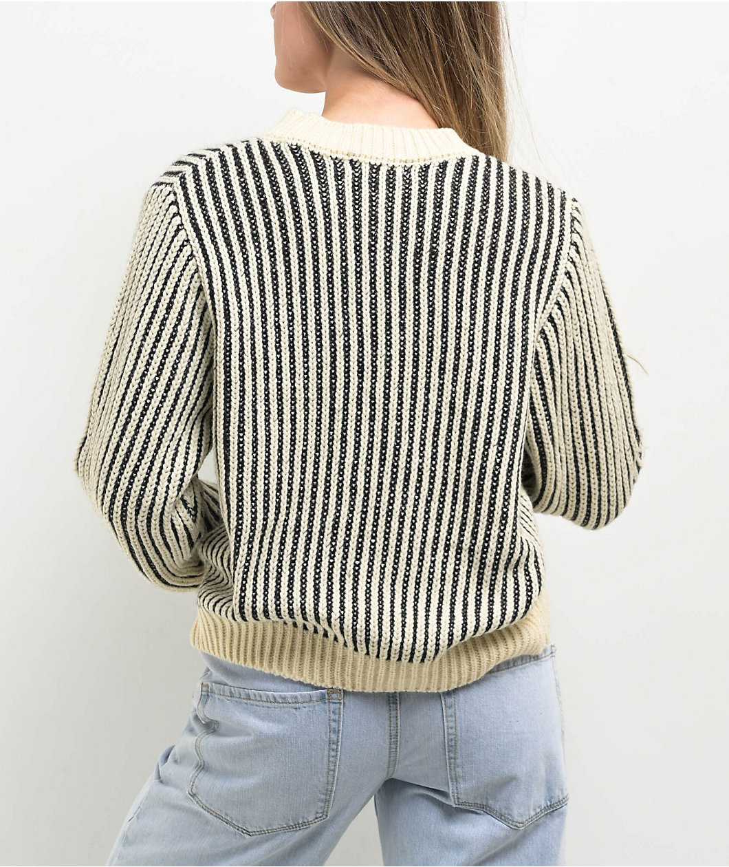 24COLOURS Ribbed White & Black Striped Sweater