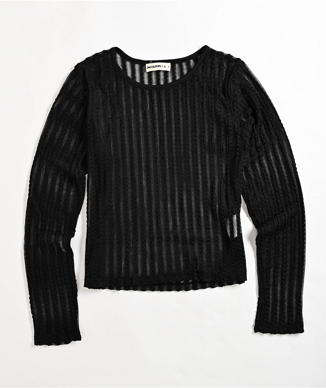 24COLOURS Sheer Striped Black Long Sleeve Top