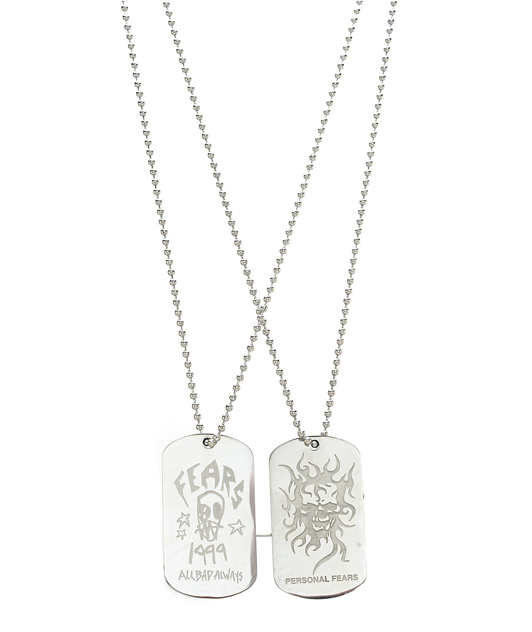 2FER 11" Silver Engraved Dog Tags