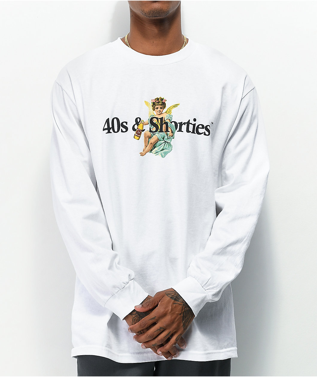 40s & Shorties Angel Logo White Long Sleeve T-Shirt