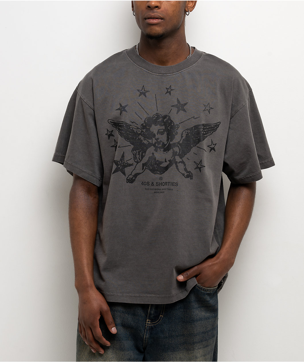 40s & Shorties Cherub Rock Grey Wash T-Shirt