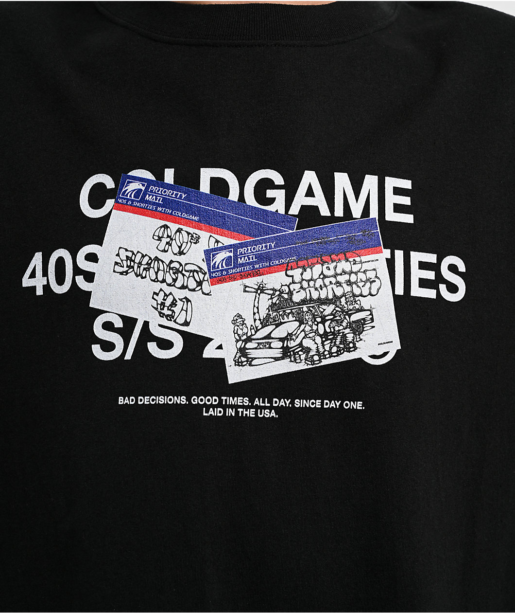 40s & Shorties Cold Game Logo Black Wash T-Shirt