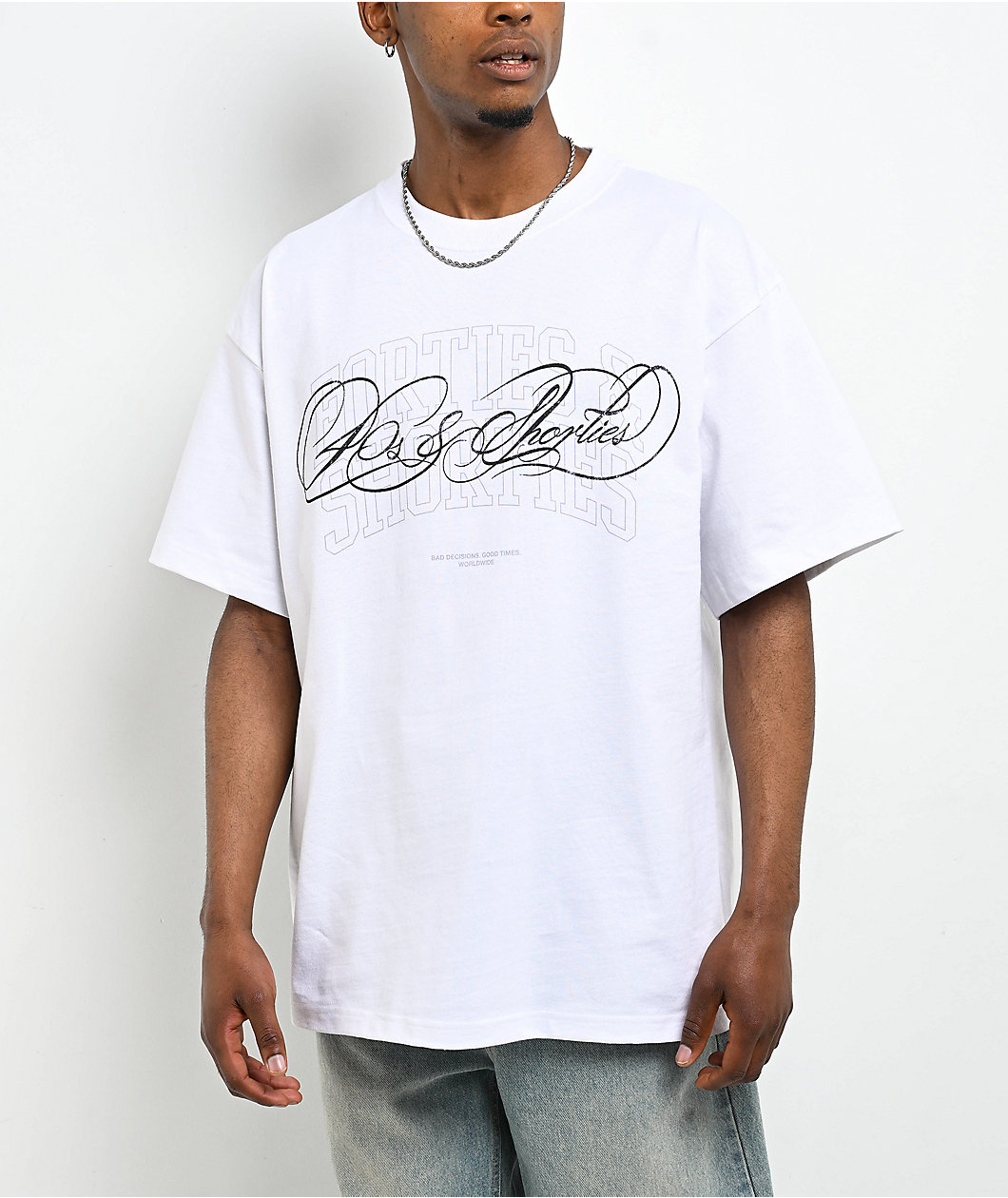 40s & Shorties Collegiate Script White T-Shirt
