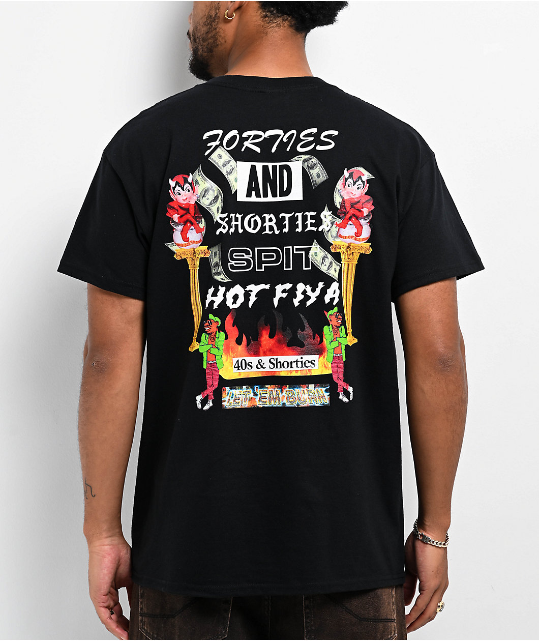 40s & Shorties Hot FIYA Black T-Shirt