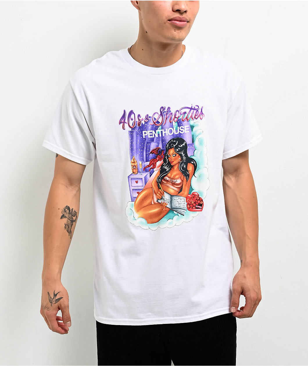 40s & Shorties x Penthouse Dream Girl White T-Shirt