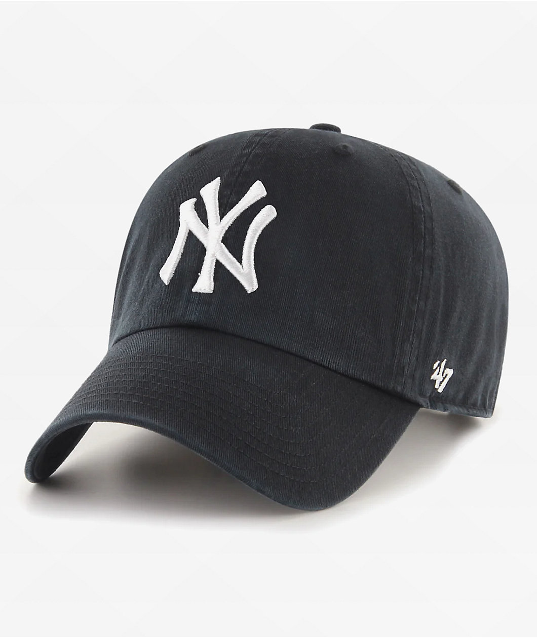 47 Brand Clean Up New York Yankees Black Wash Strapback Hat