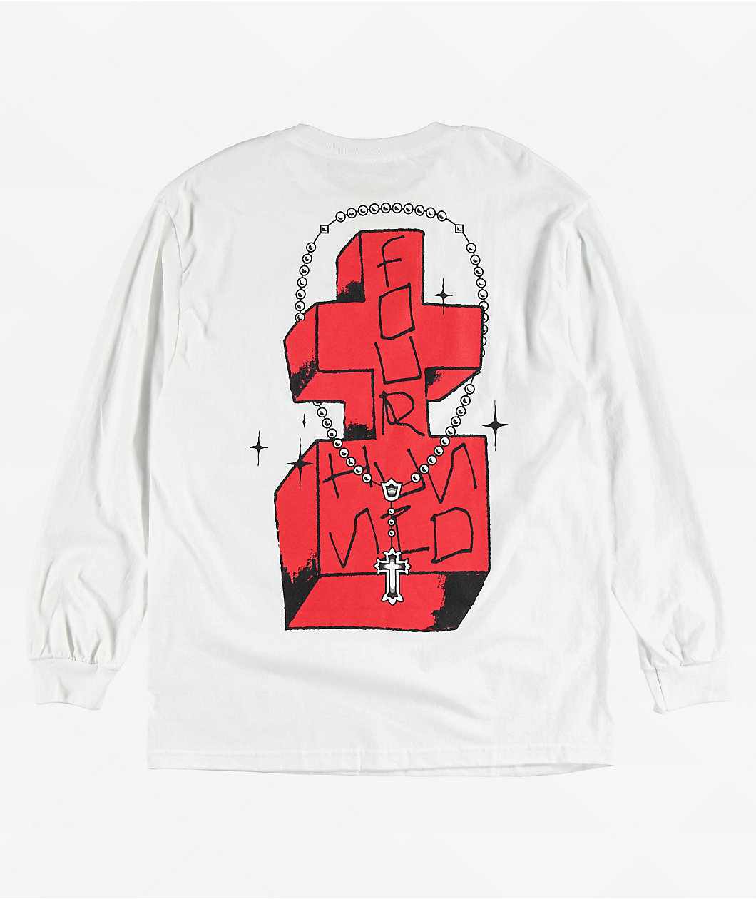 4Hunnid 4H Rosary White Long Sleeve T-Shirt
