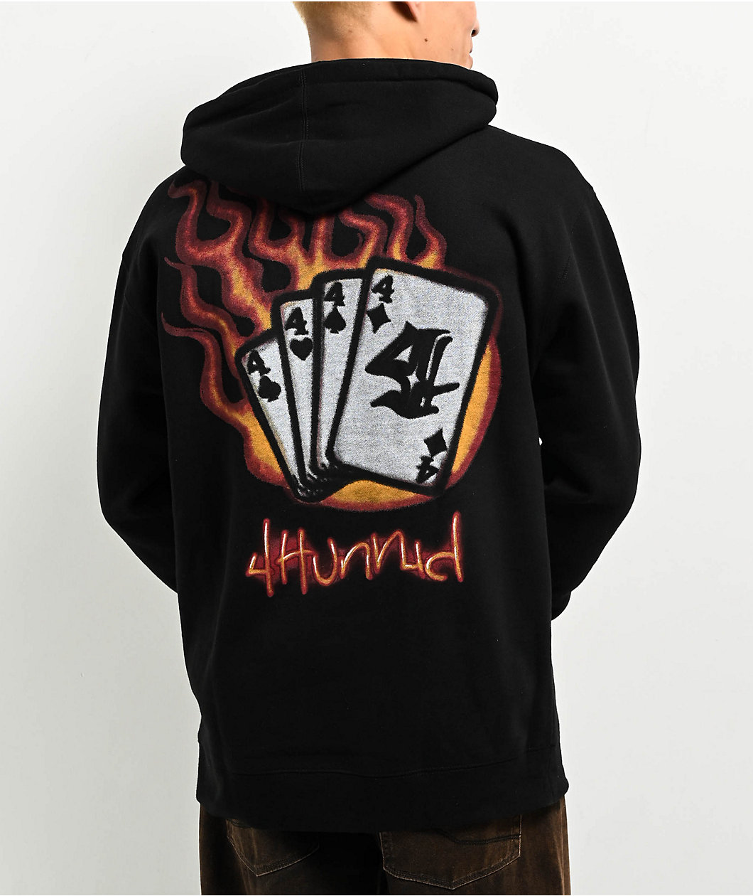 4Hunnid Four Of A Kind Black Hoodie