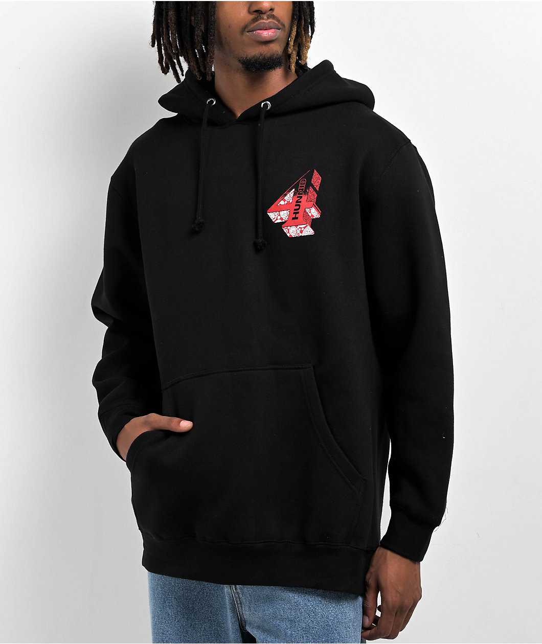 4Hunnid Grunge Paisley Black Hoodie
