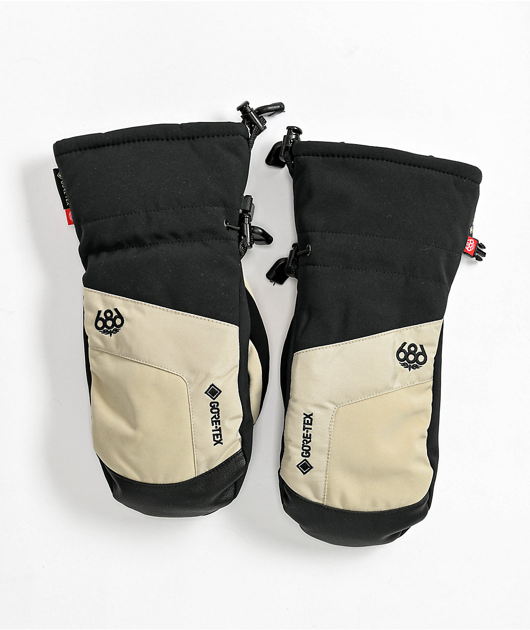 686 Linear Gore-Tex Black & Tan Snowboard Mittens