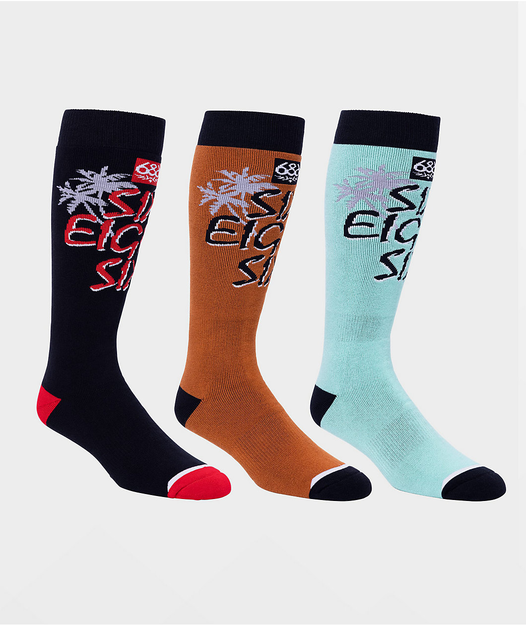 686 Vibes 3 Pack Snow Socks