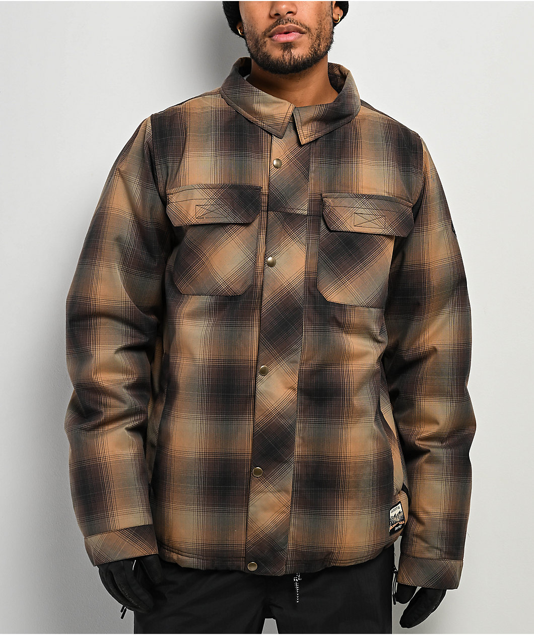 686 Woodland Brown Plaid 10K Insulated Snowboard Jacket