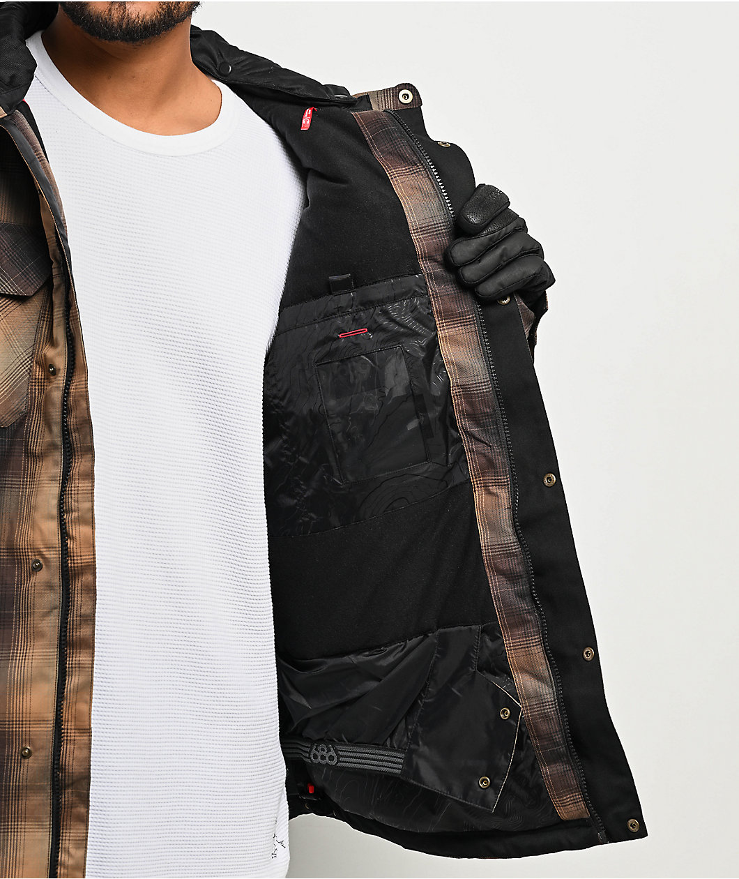 686 Woodland Brown Plaid 10K Insulated Snowboard Jacket