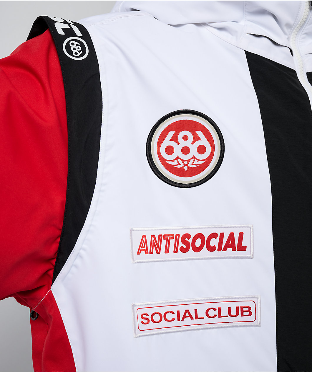686 x AntiSocialSocialClub F1 White Colorblock 10K Shell Anorak Snowboard Jacket