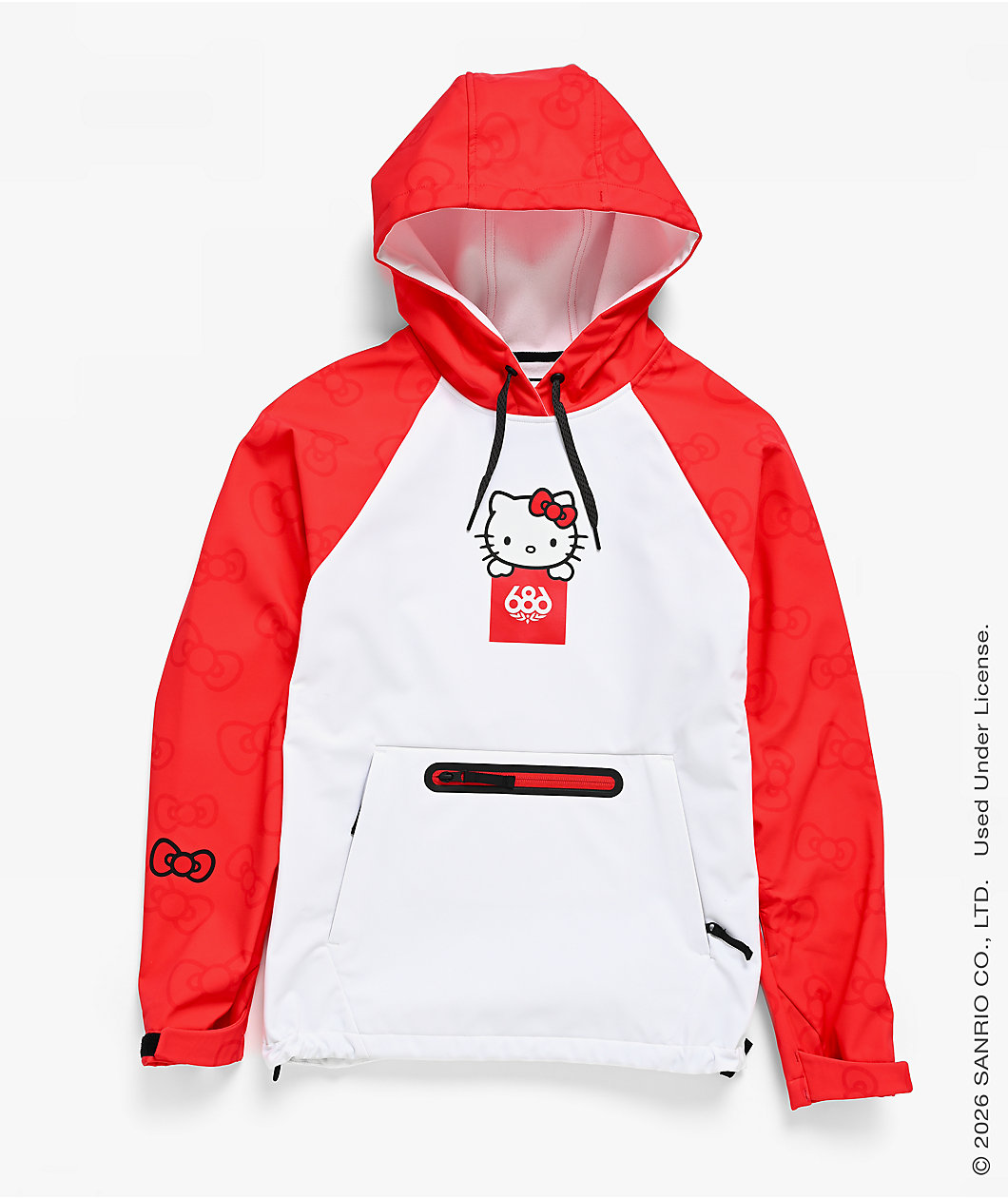 686 x Hello Kitty®  Waterproof White & Red 10K Snowboard Hoodie