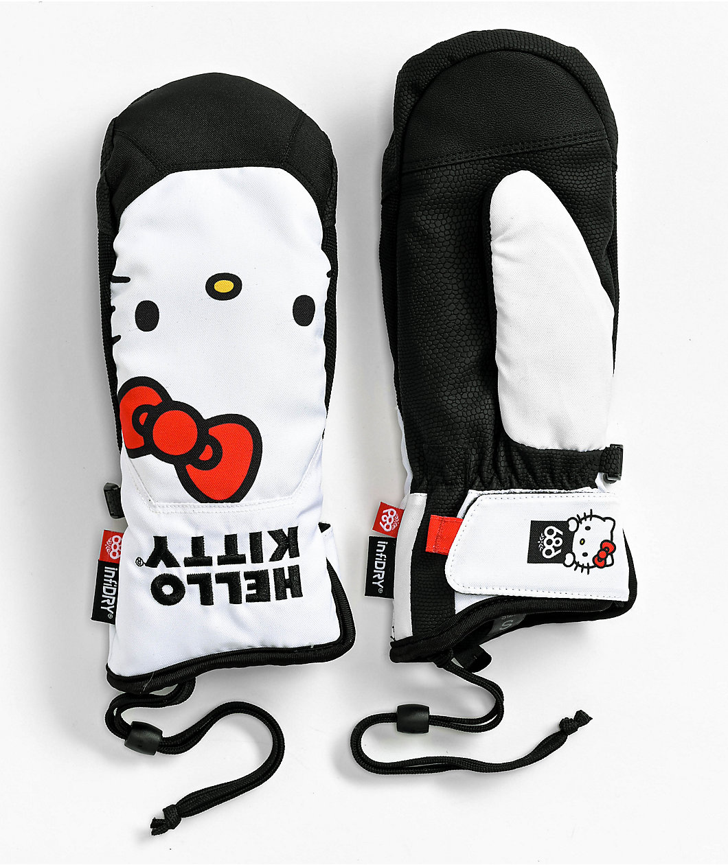 686 x Hello Kitty Revel White Snowboard Mittens