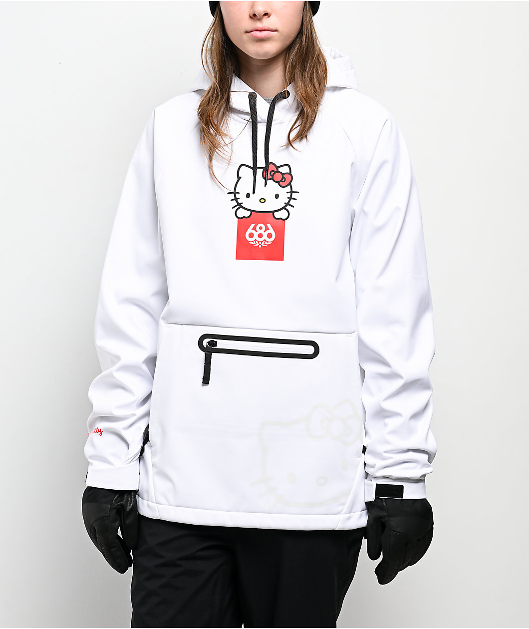 686 x Hello Kitty White 10K Snowboard Hoodie