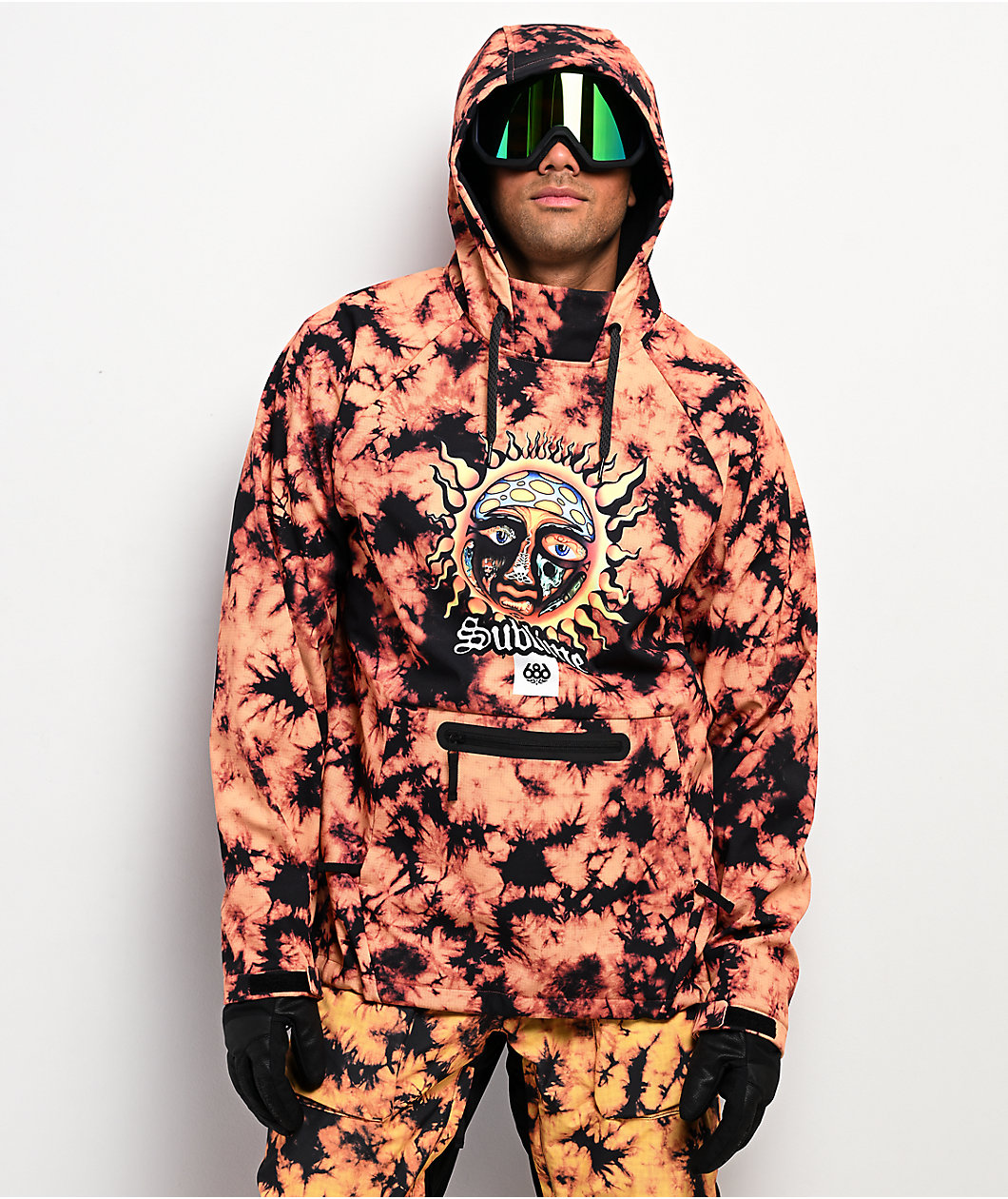 686 x Sublime Orange Tie Dye 10K Snowboard Hoodie