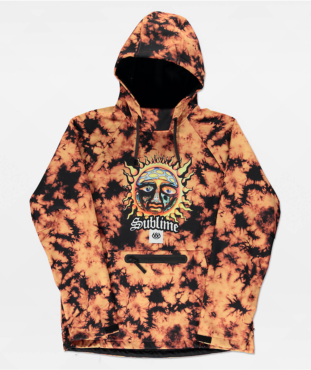 686 x Sublime Orange Tie Dye 10K Snowboard Hoodie