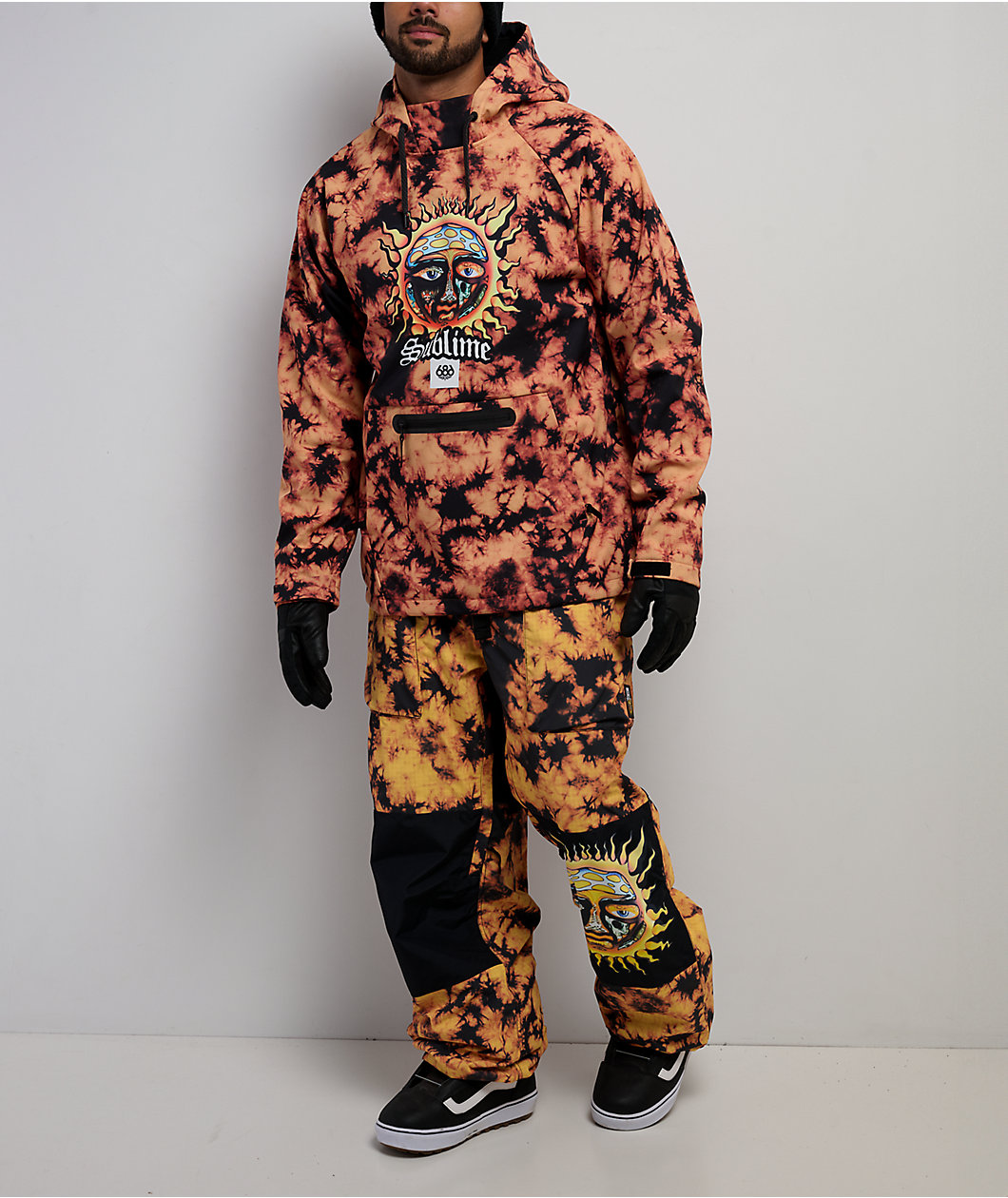686 x Sublime Orange Tie Dye 10K Snowboard Hoodie
