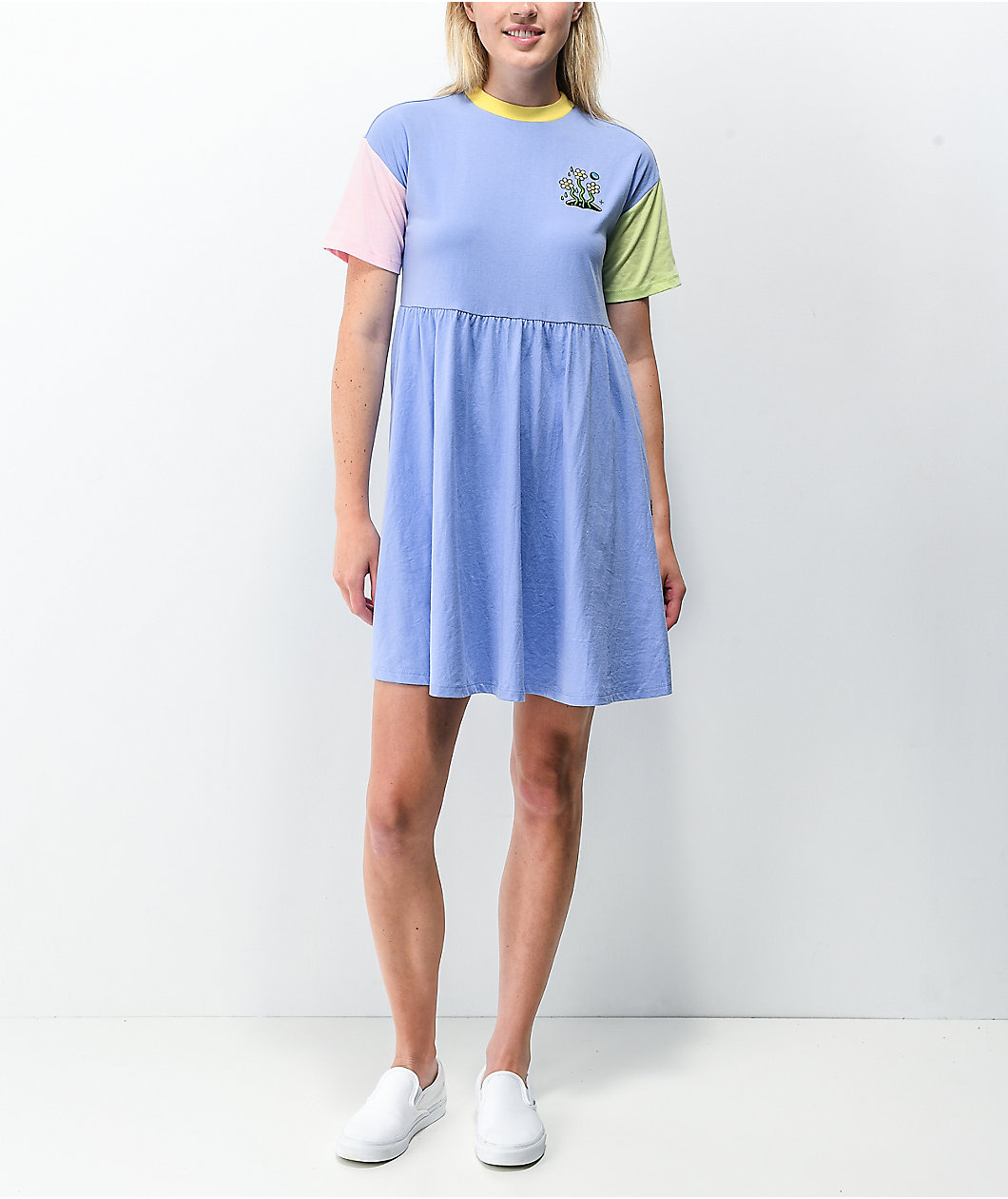 A-Lab Febe Lavender Colorblock T-Shirt Dress