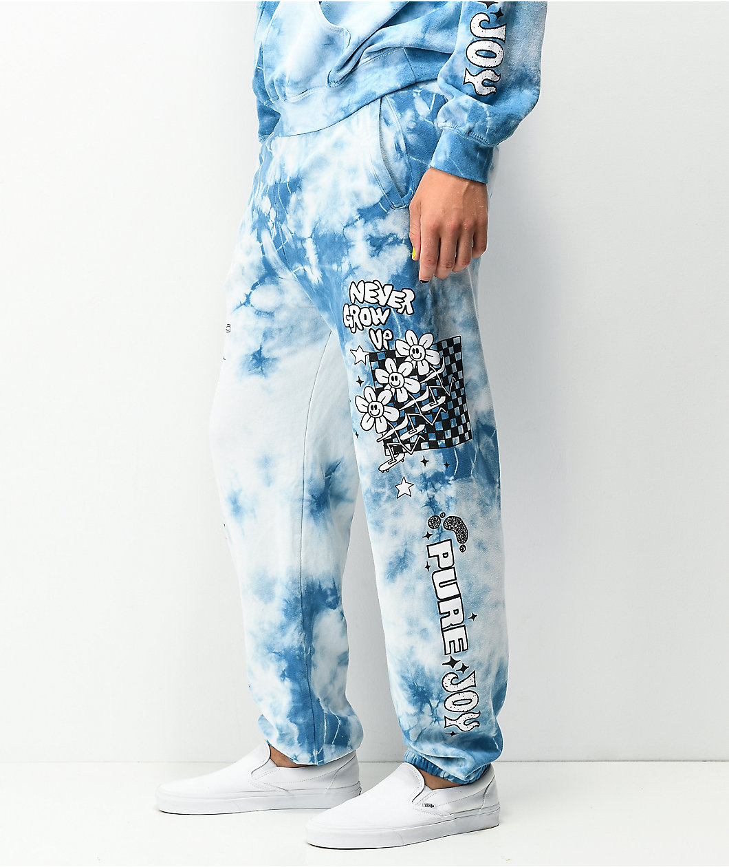 A-Lab Never Grow Up Blue & White Tie Dye Sweatpants