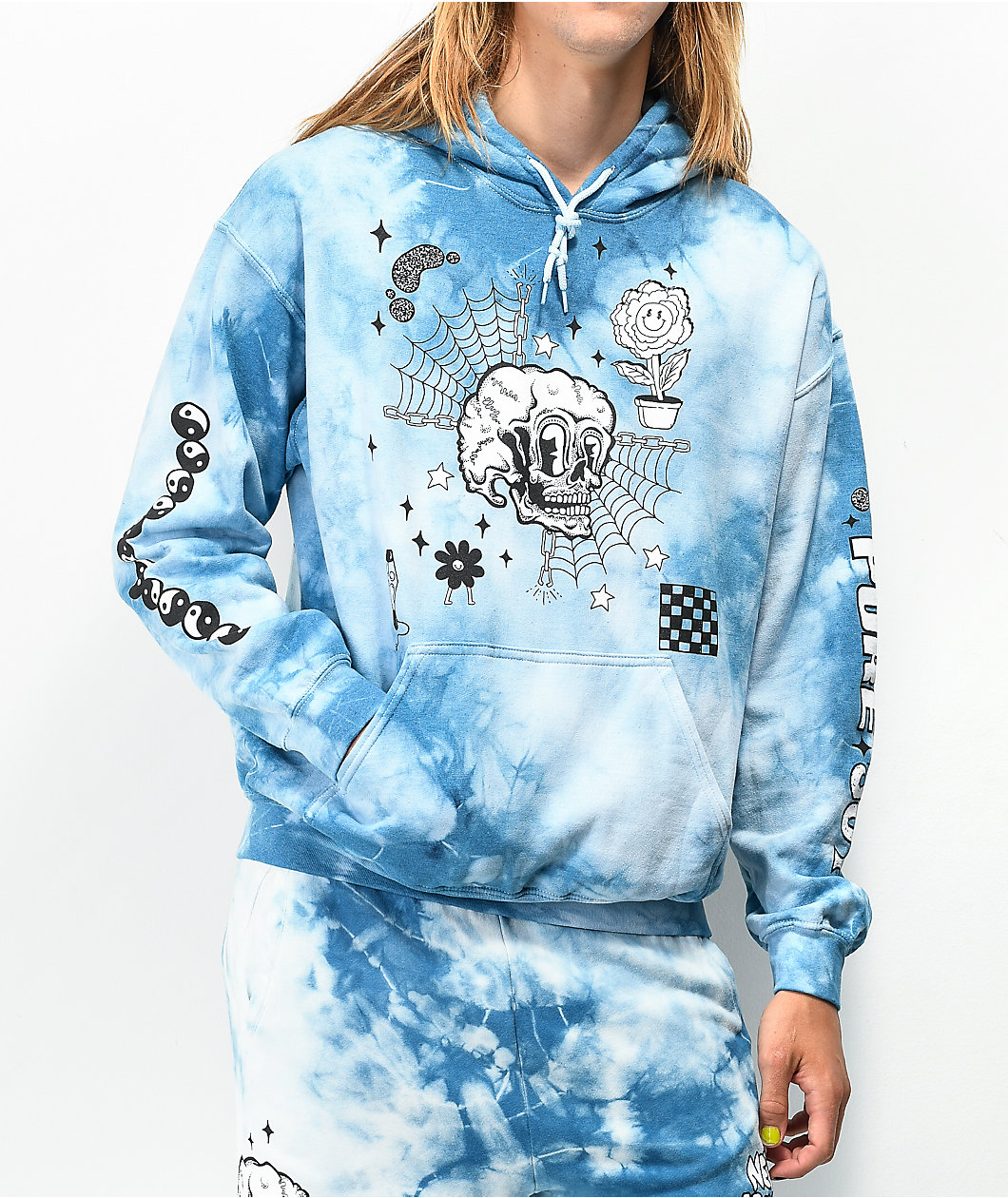 A-Lab Never Grow Up Blue Tie Dye Hoodie