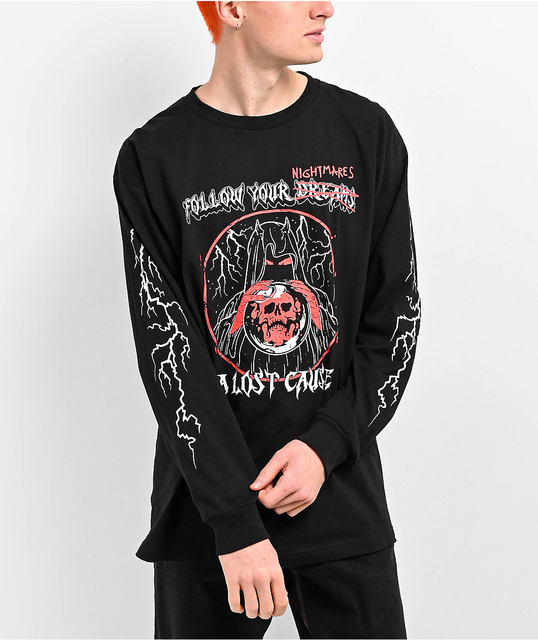 A Lost Cause Nightmares V2 Black Long Sleeve T-Shirt