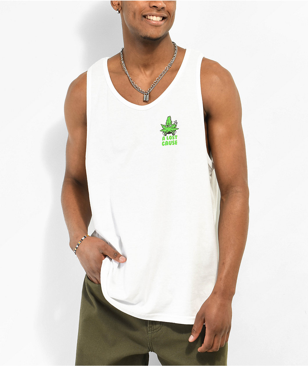 A Lost Cause Stay High White Tank Top