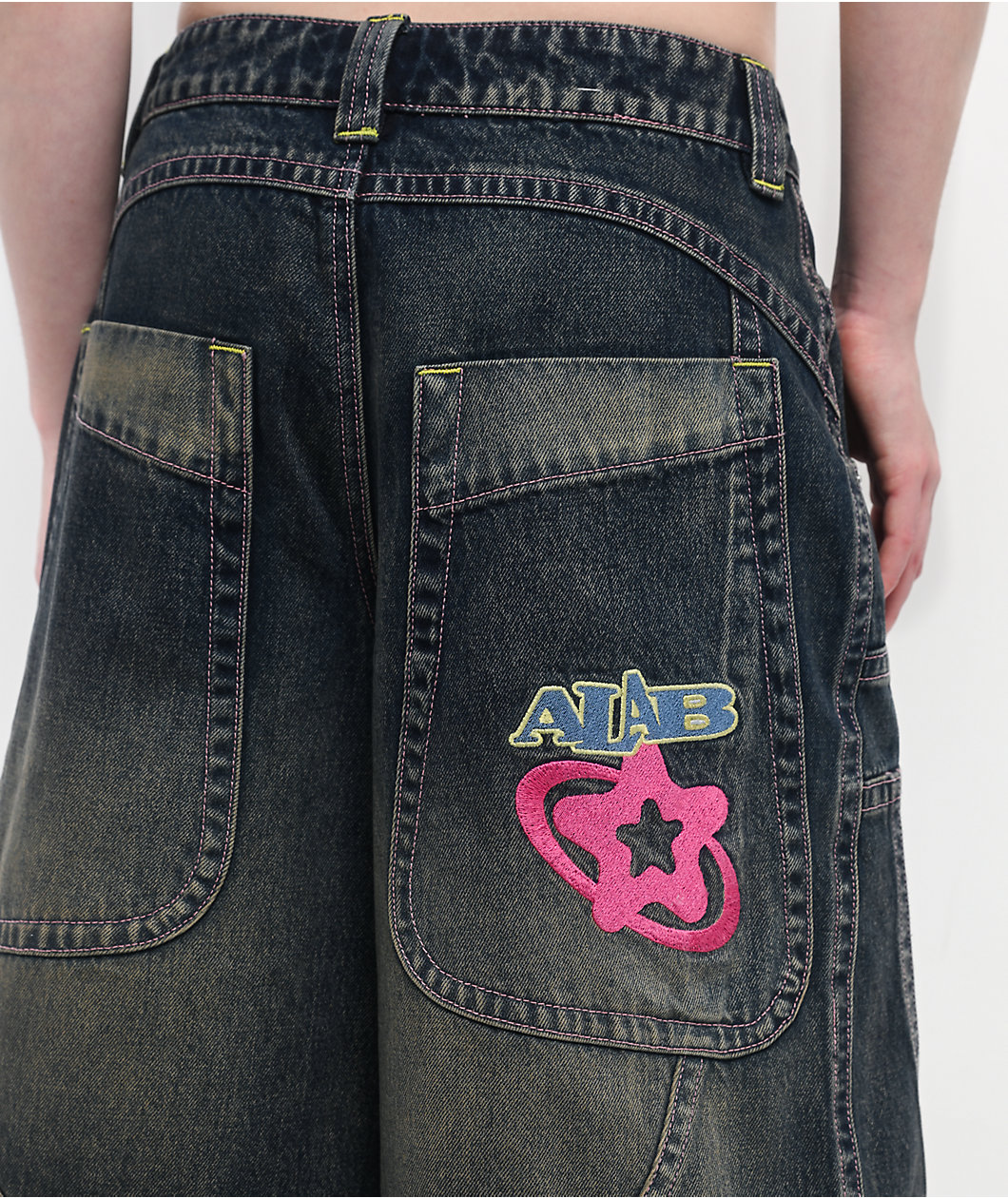 A.LAB Analog Curved Blue Wash Oversized Denim Shorts