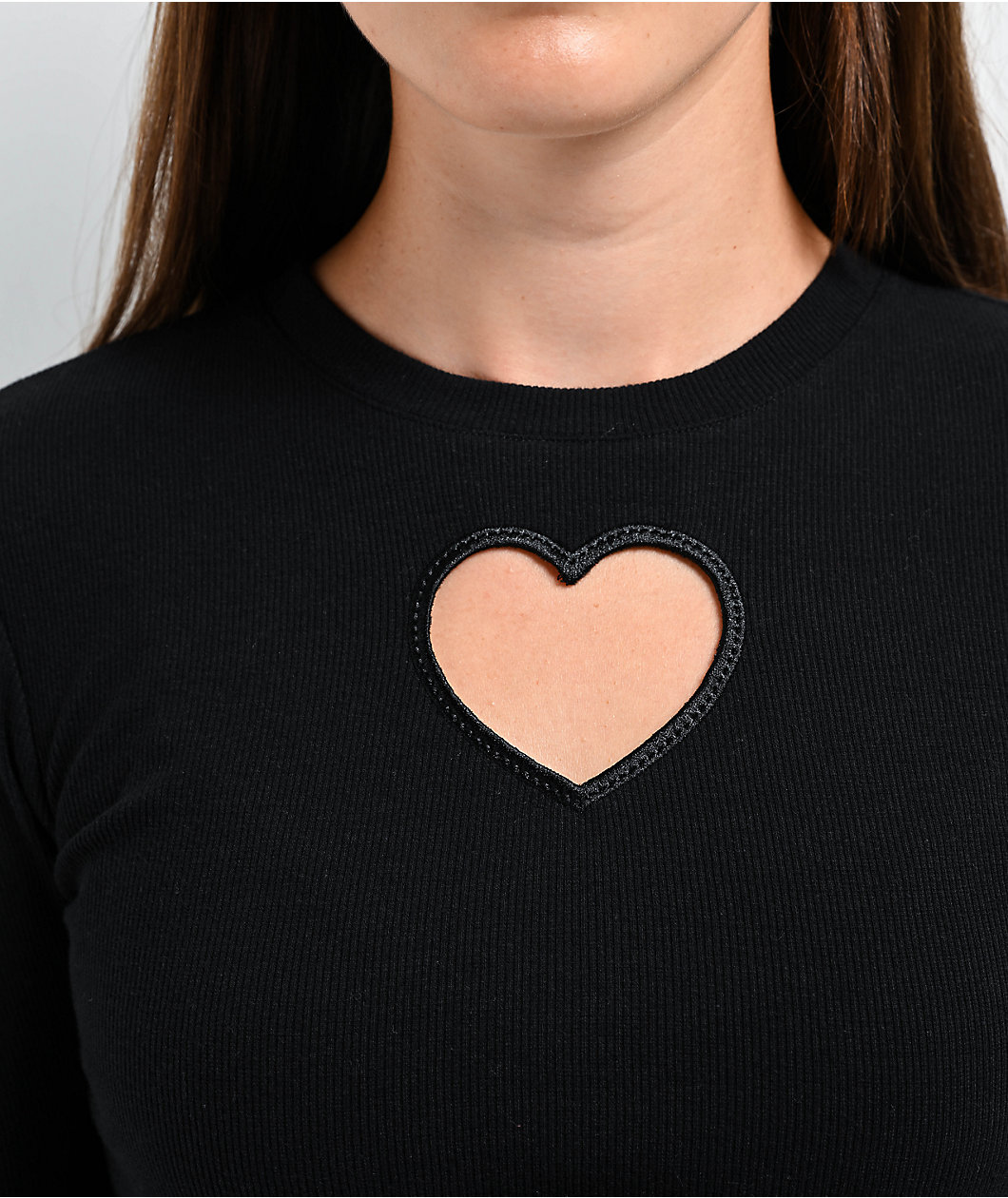 A.LAB Audrina Caviar Heart Long Sleeve Crop T-Shirt