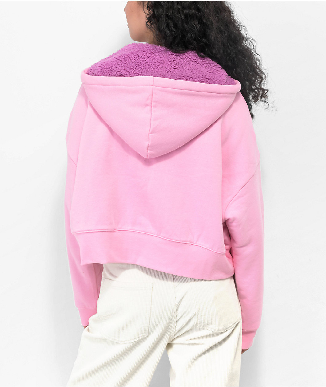 A.LAB Aurora Pink Sherpa Crop Hoodie