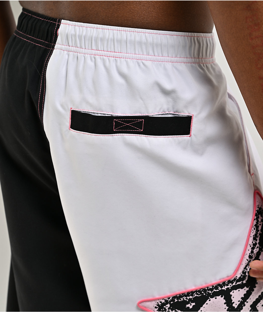 A.LAB Bass Star Piped White & Black Board Shorts