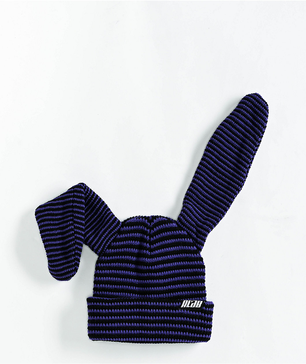 A.LAB Black & Purple Stripe Bunny Beanie