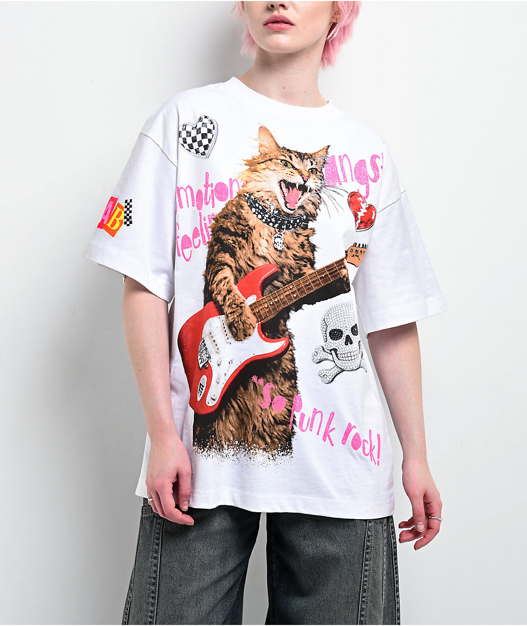 A.LAB Cat Rock White Oversized T-Shirt