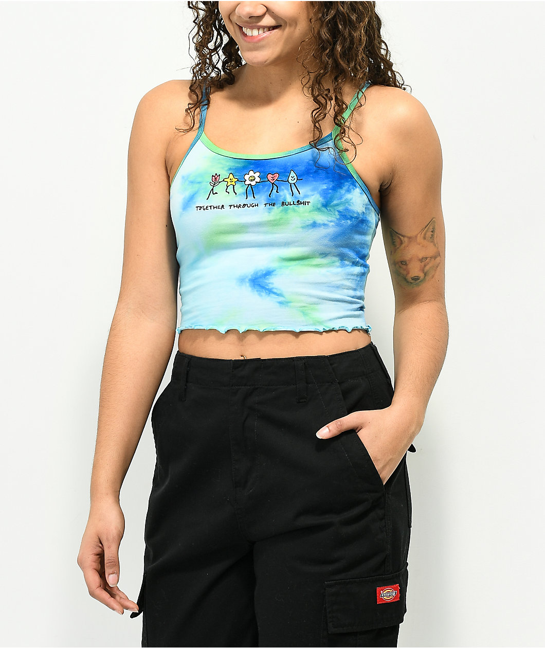 A.LAB Cherry Together Blue & Green Tie Dye Tank Top