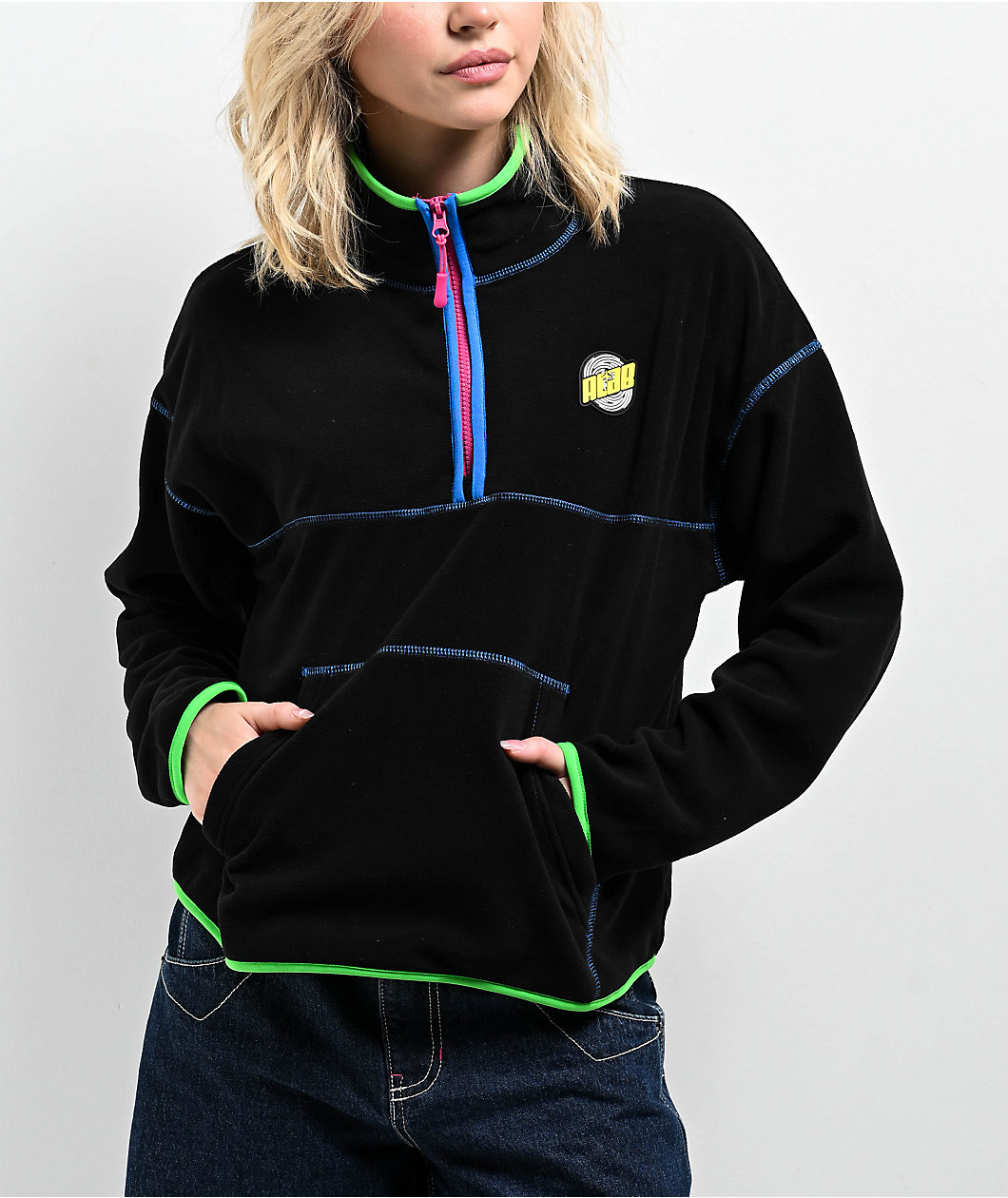 A.LAB Cozie Tech Black Quarter Zip Fleece