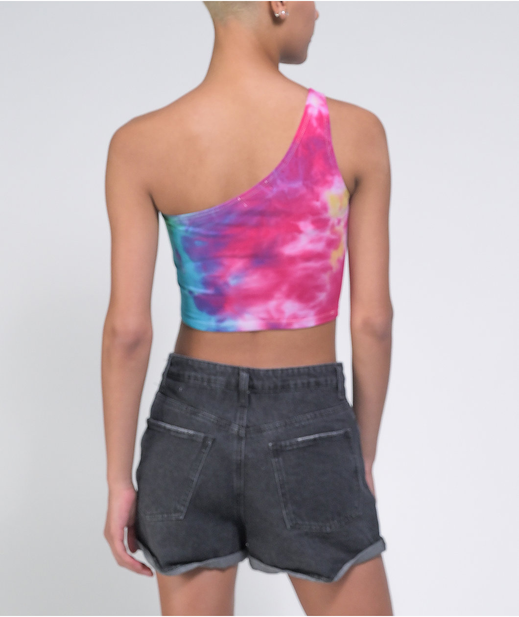 A.LAB Cray One Shoulder Tie Dye Crop Tank Top