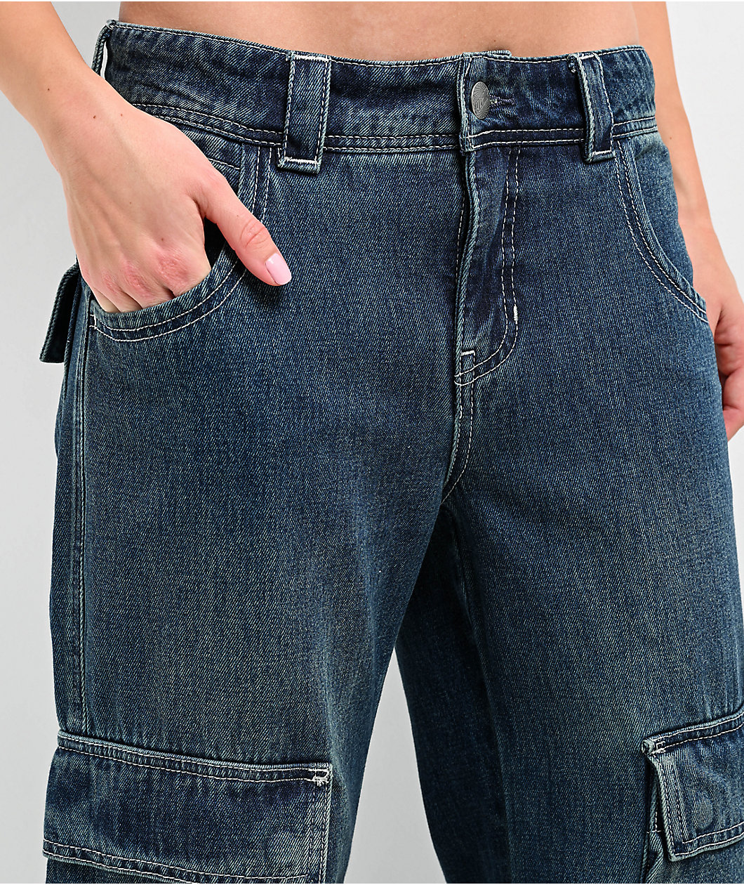 A.LAB Ether Blue Cargo Flare Jeans