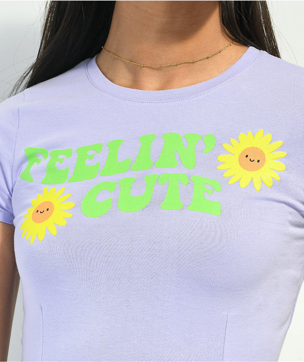 A.LAB Feelin Cute Lavender Crop T-Shirt