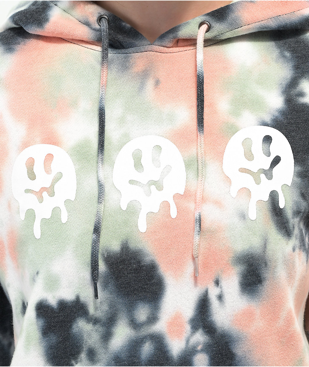 A.LAB Freela Drip Smile Face Pink, Blue & Teal Bleach Dye Hoodie