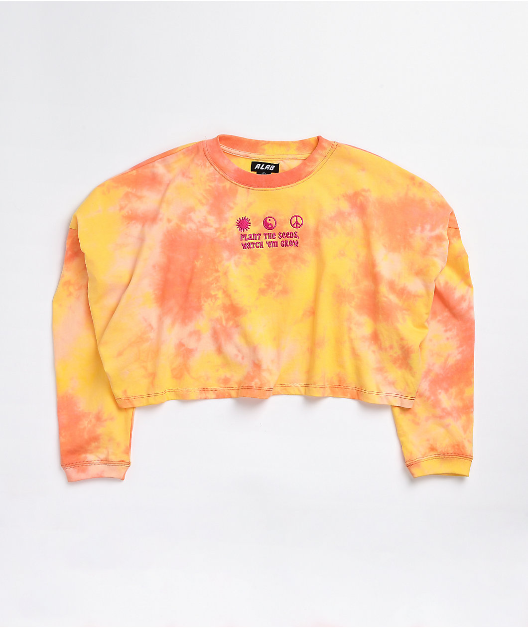 A.LAB Gayle Orange Tie Dye Crop Long Sleeve T-Shirt