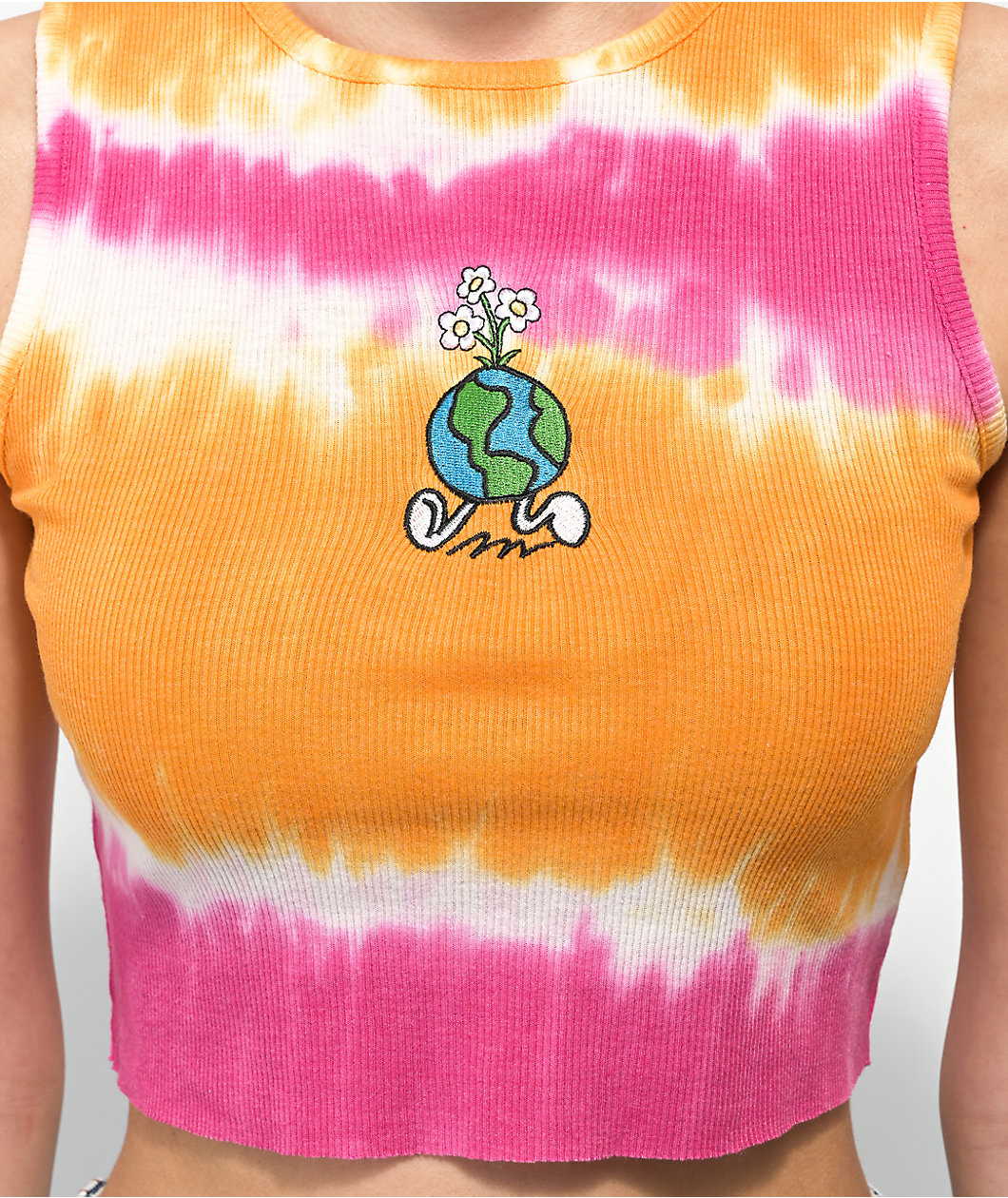 A.LAB Honey World Pink & Orange Tie Dye Crop Tank Top