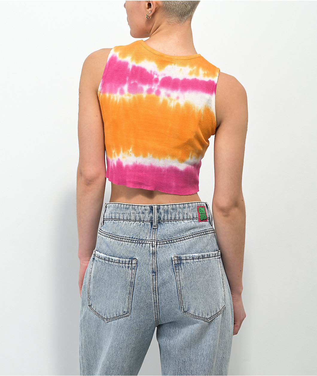 A.LAB Honey World Pink & Orange Tie Dye Crop Tank Top