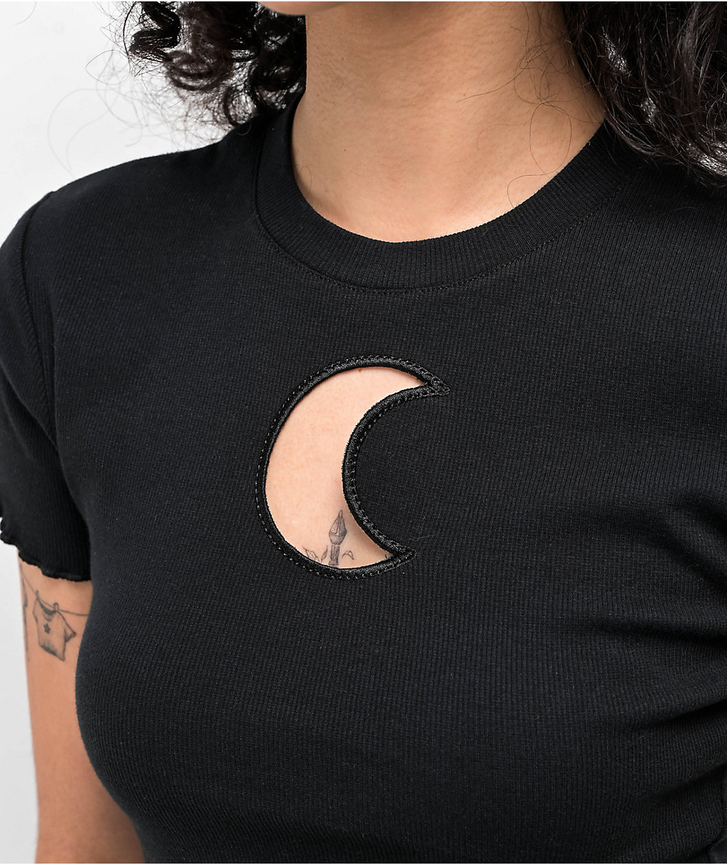 A.LAB Katrina Moon Cutout Black Crop Top