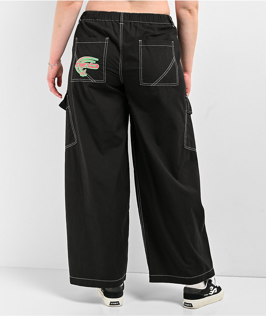 A.LAB Leo Y2K Rave Black Wide Leg Cargo Pants