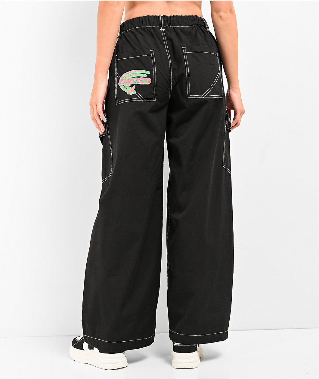 A.LAB Leo Y2K Rave Black Wide Leg Cargo Pants