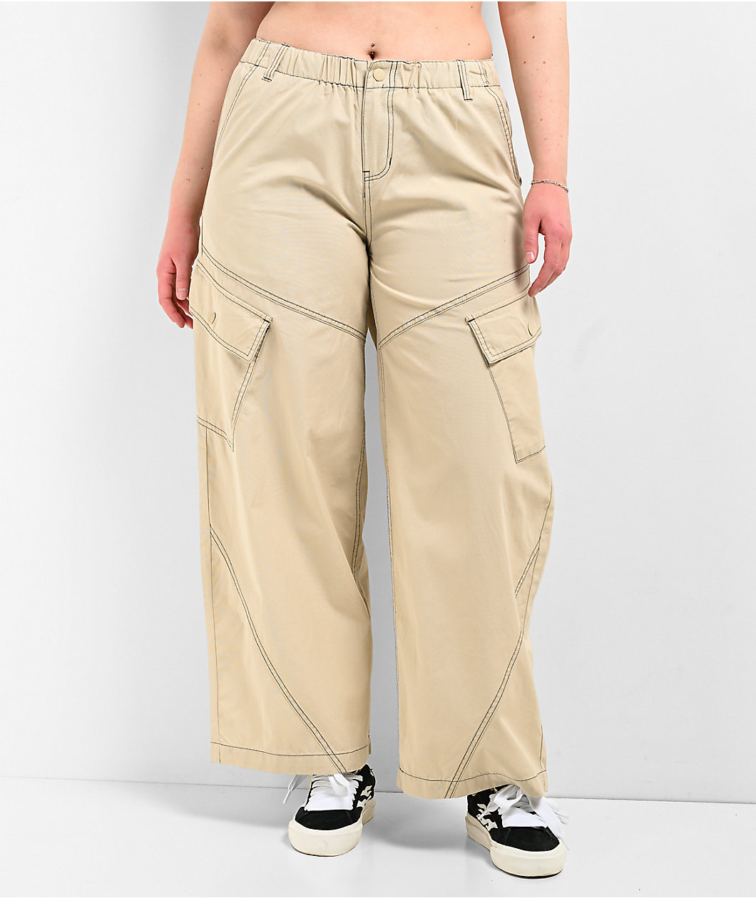 A.LAB Leo Y2K Rave Natural Wide Leg Cargo Pants