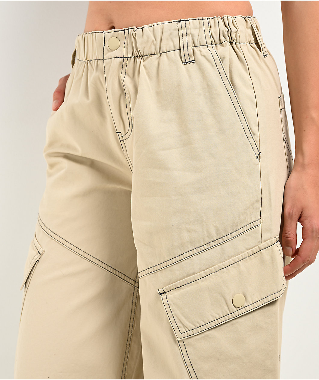 A.LAB Leo Y2K Rave Natural Wide Leg Cargo Pants