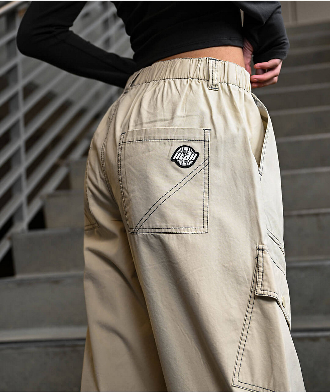 A.LAB Leo Y2K Rave Natural Wide Leg Cargo Pants